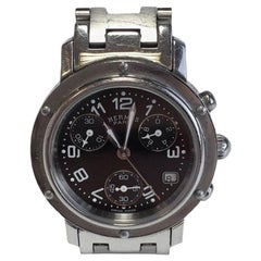 Used HERMES Woman Clipper Chrono Steel Watch