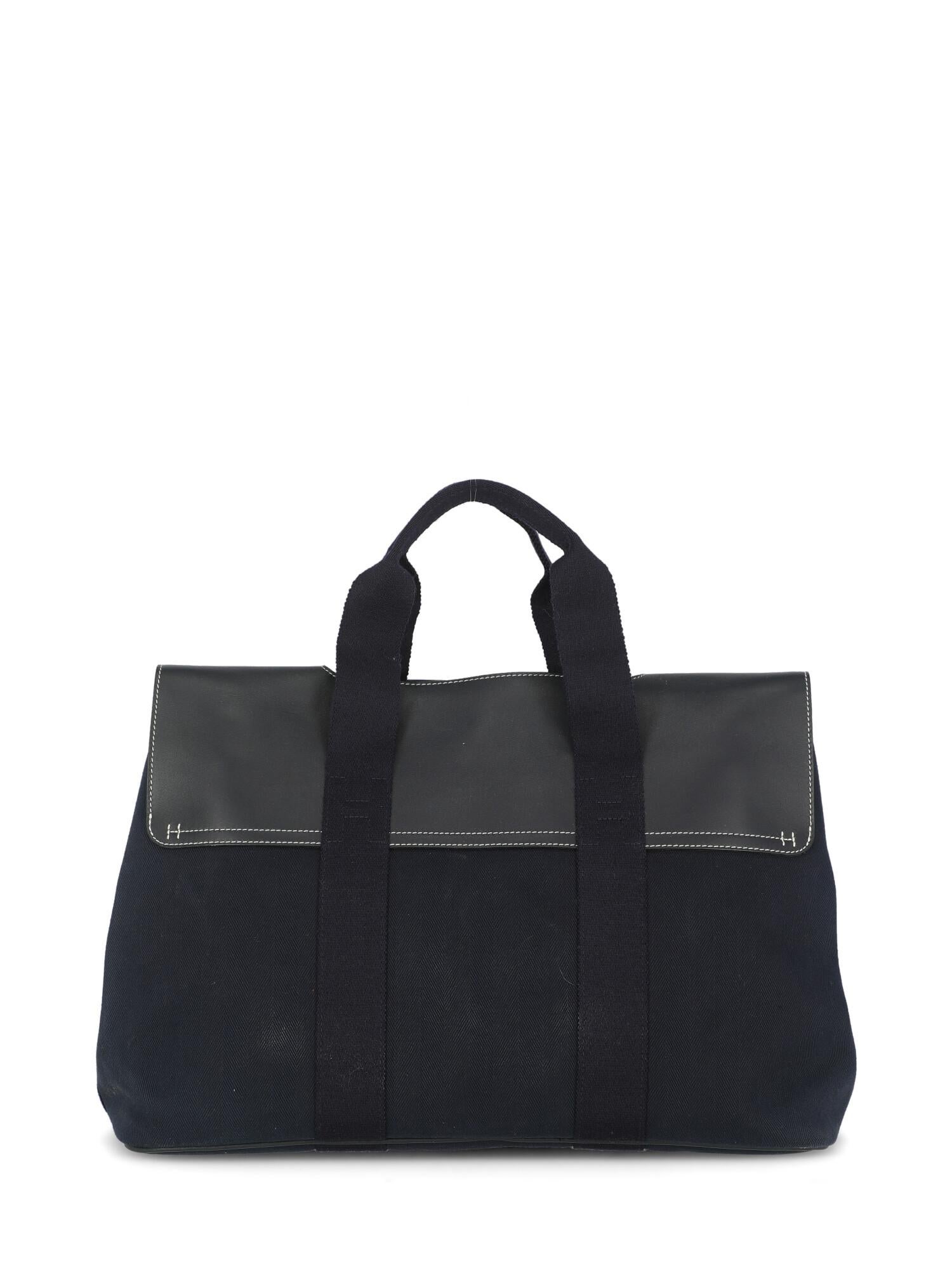 Hermès Woman Handbag  Navy Fabric In Good Condition For Sale In Milan, IT