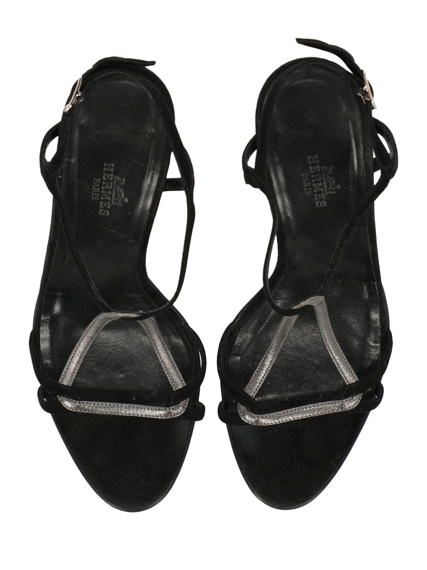 Hermes Woman Sandals Anthracite, Black IT 37 For Sale 1