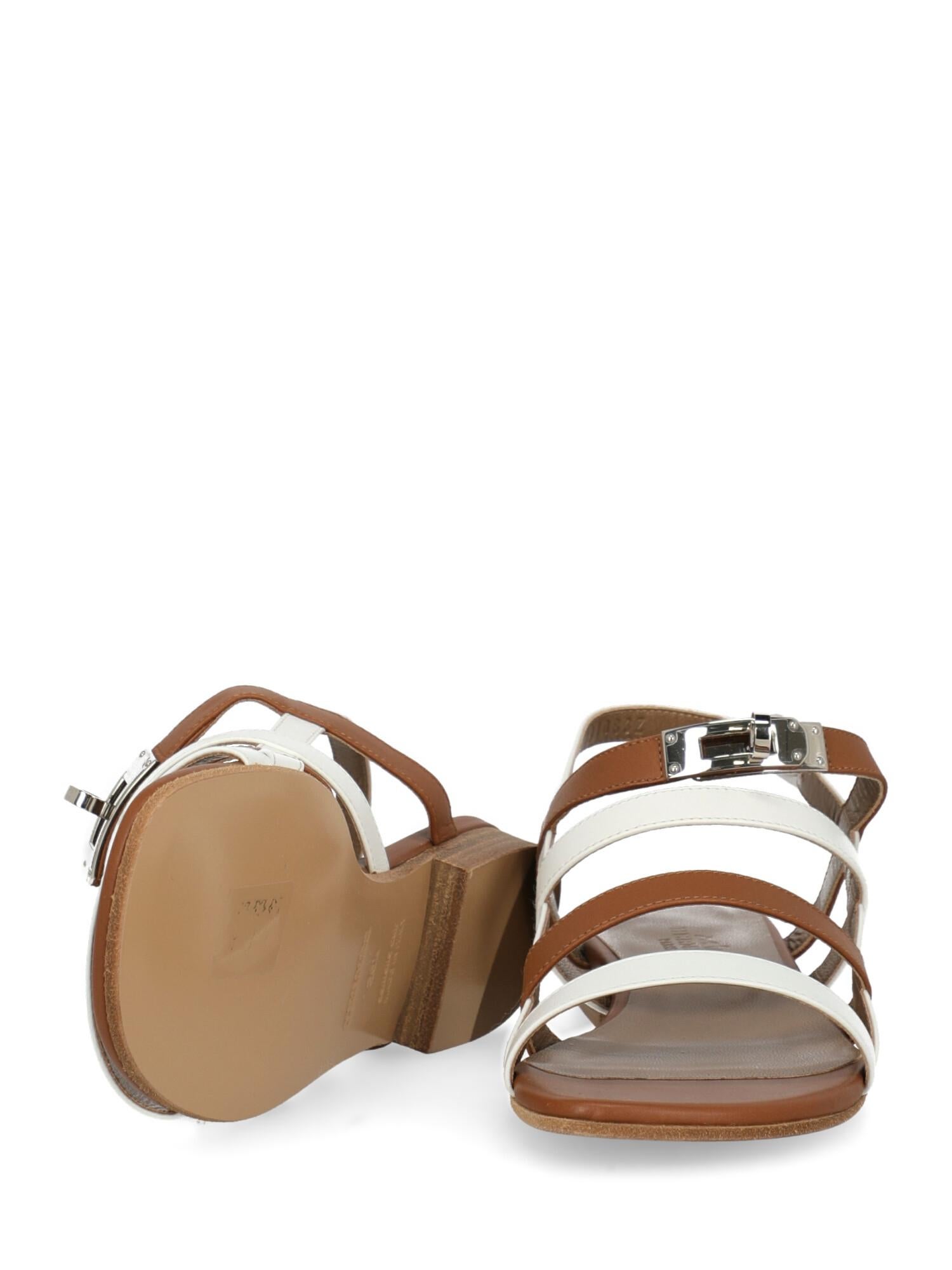 Women's Hermès Woman Sandals Brown Leather IT 36.5 For Sale