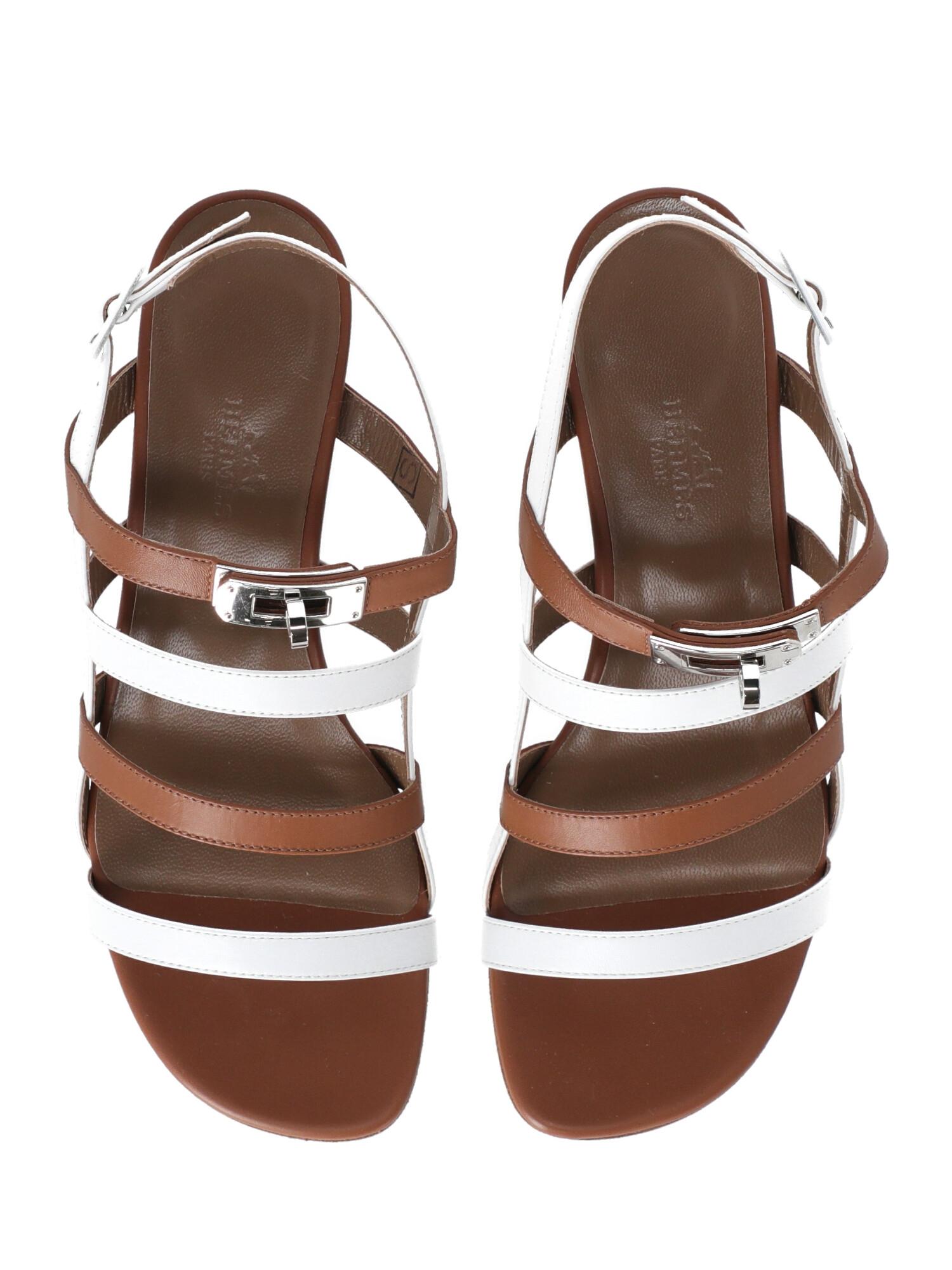 Hermès Woman Sandals Brown Leather IT 36.5 For Sale 1