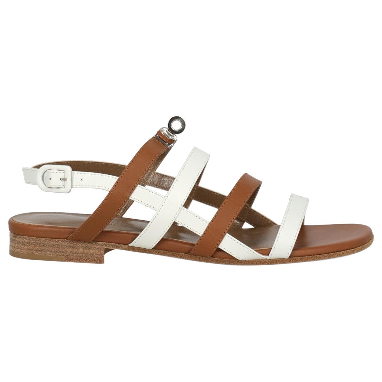 Hermès Woman Sandals Brown Leather IT 36.5 For Sale at 1stDibs | hermes  strappy sandals