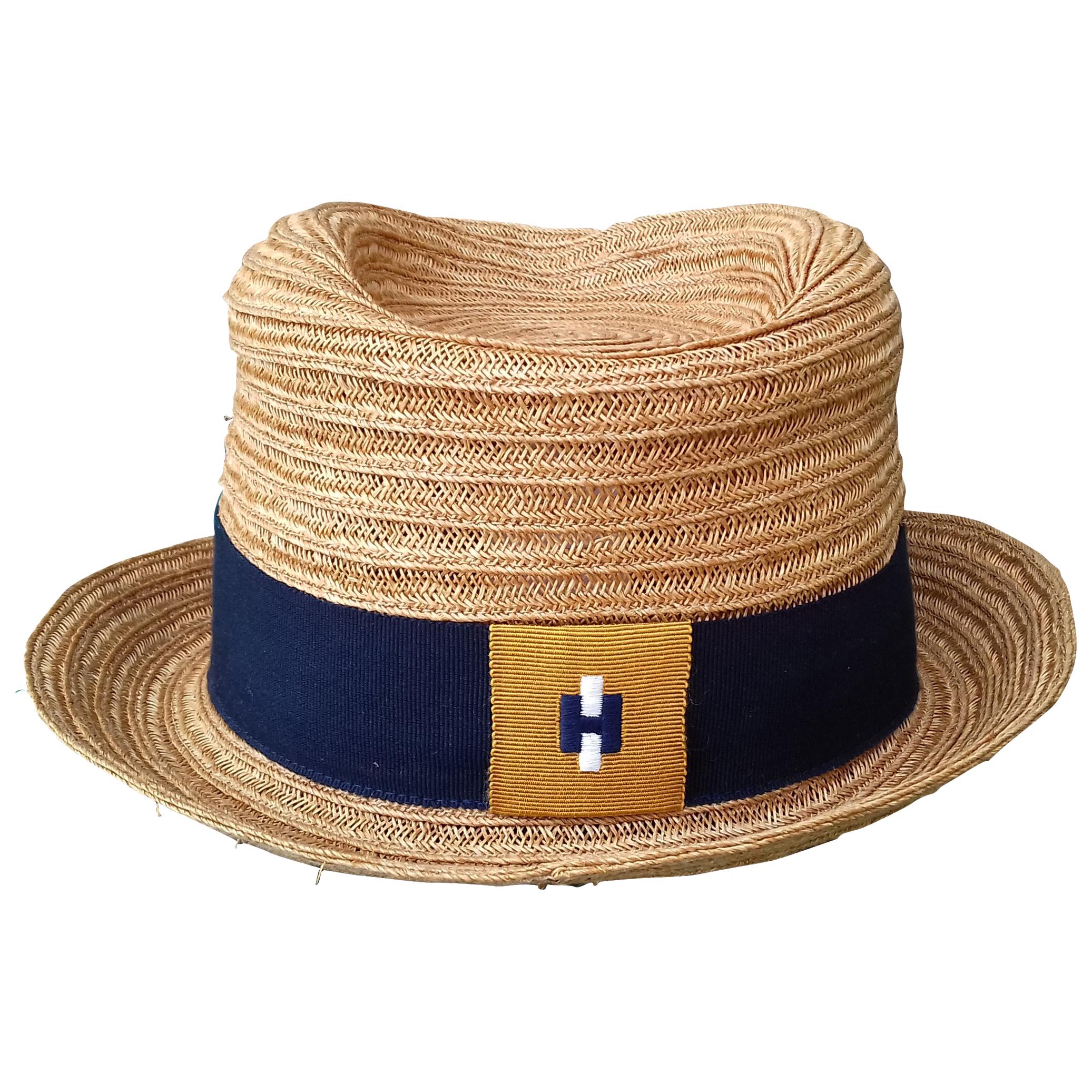 Hermès Woman Sun Hat Summer Hat Panama Norah Hemp Caramel Size 55