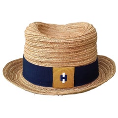 Hermès Femme Chapeau Soleil Chapeau d'été Panama Norah Chanvre Caramel Taille 55