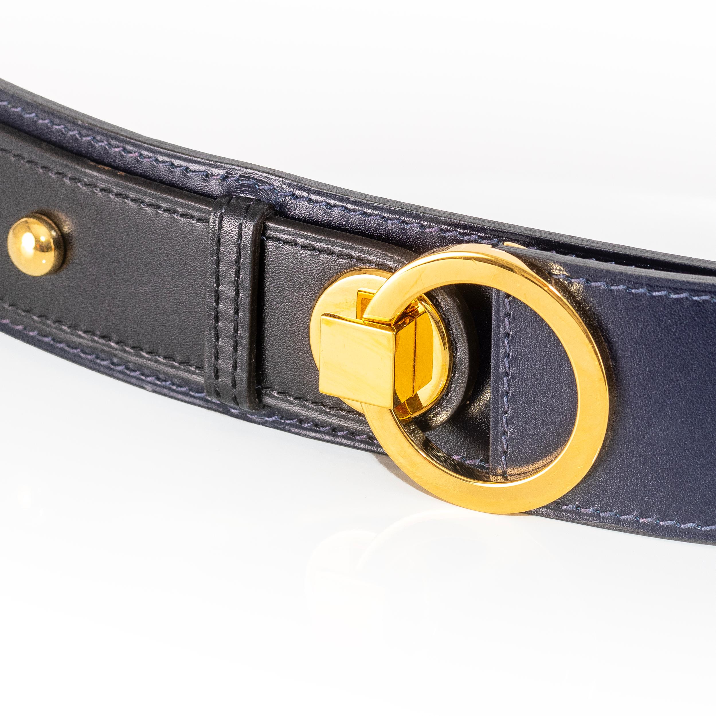 Cintura da donna Hermes - Pelle di vitello nera, oro HW - New in vendita 2