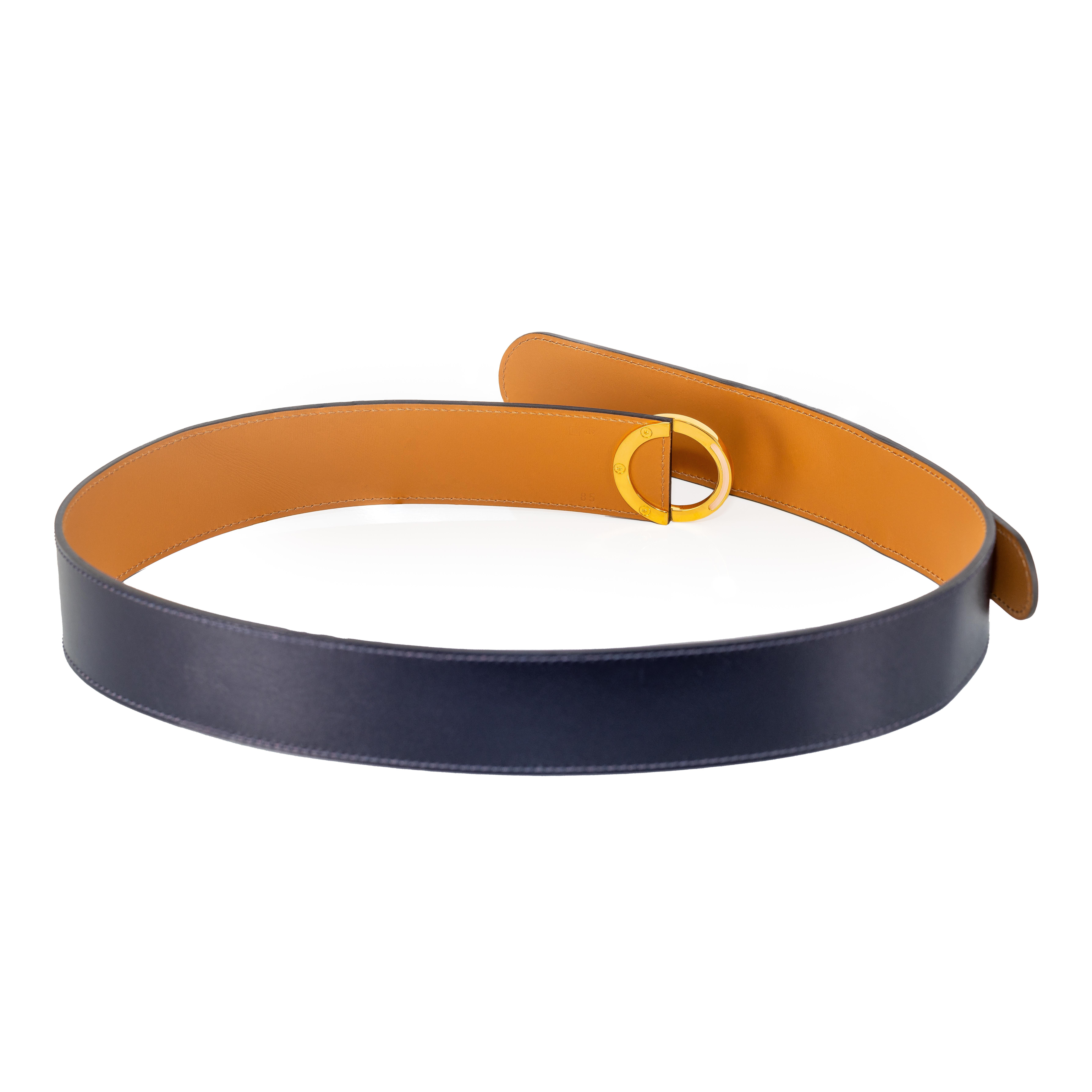 Cintura da donna Hermes - Pelle di vitello nera, oro HW - New in vendita 3