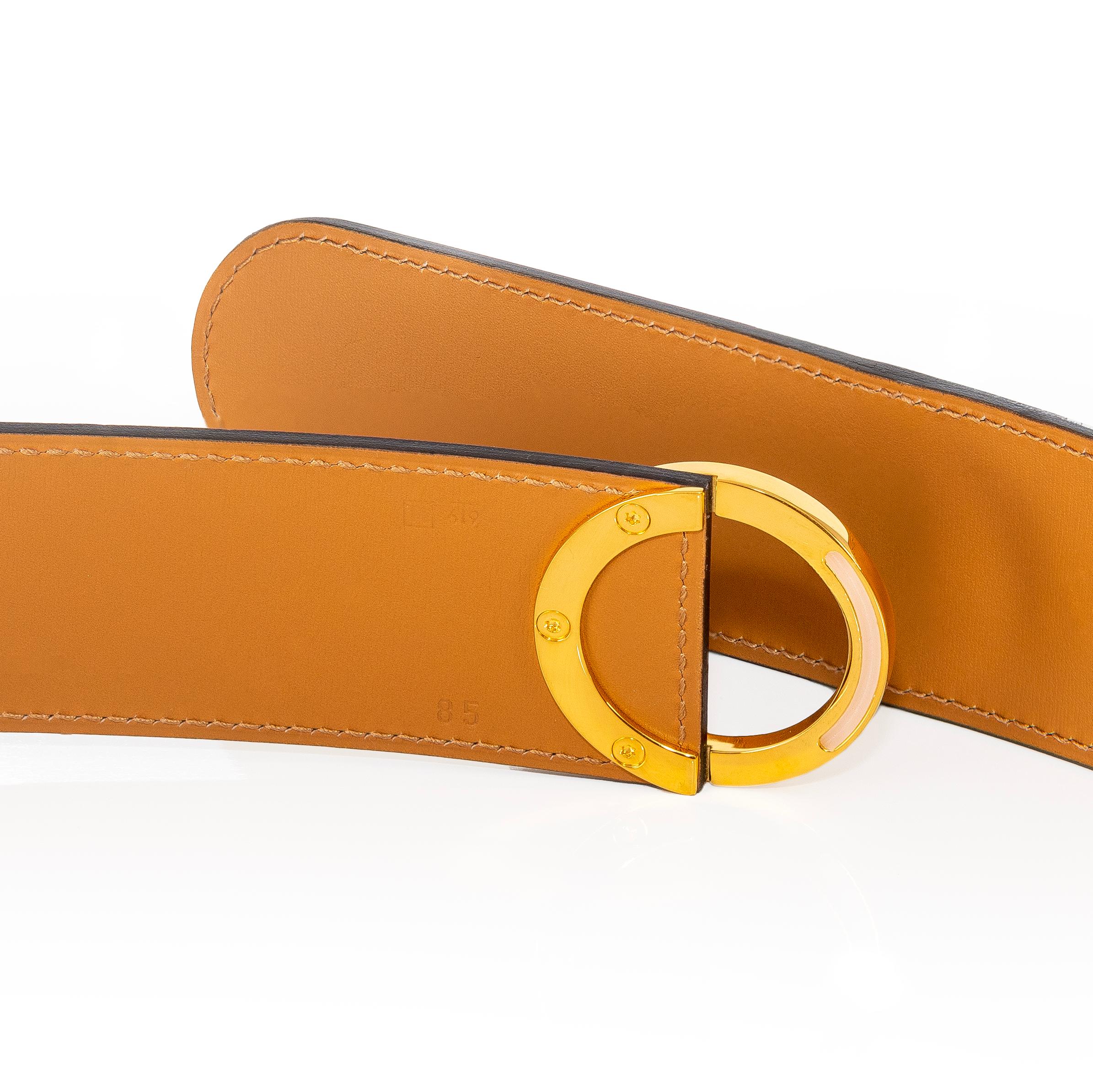 Cintura da donna Hermes - Pelle di vitello nera, oro HW - New in vendita 4