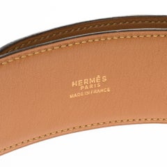Hermès women belt model "Ring" in calf navy leather, gold hardware