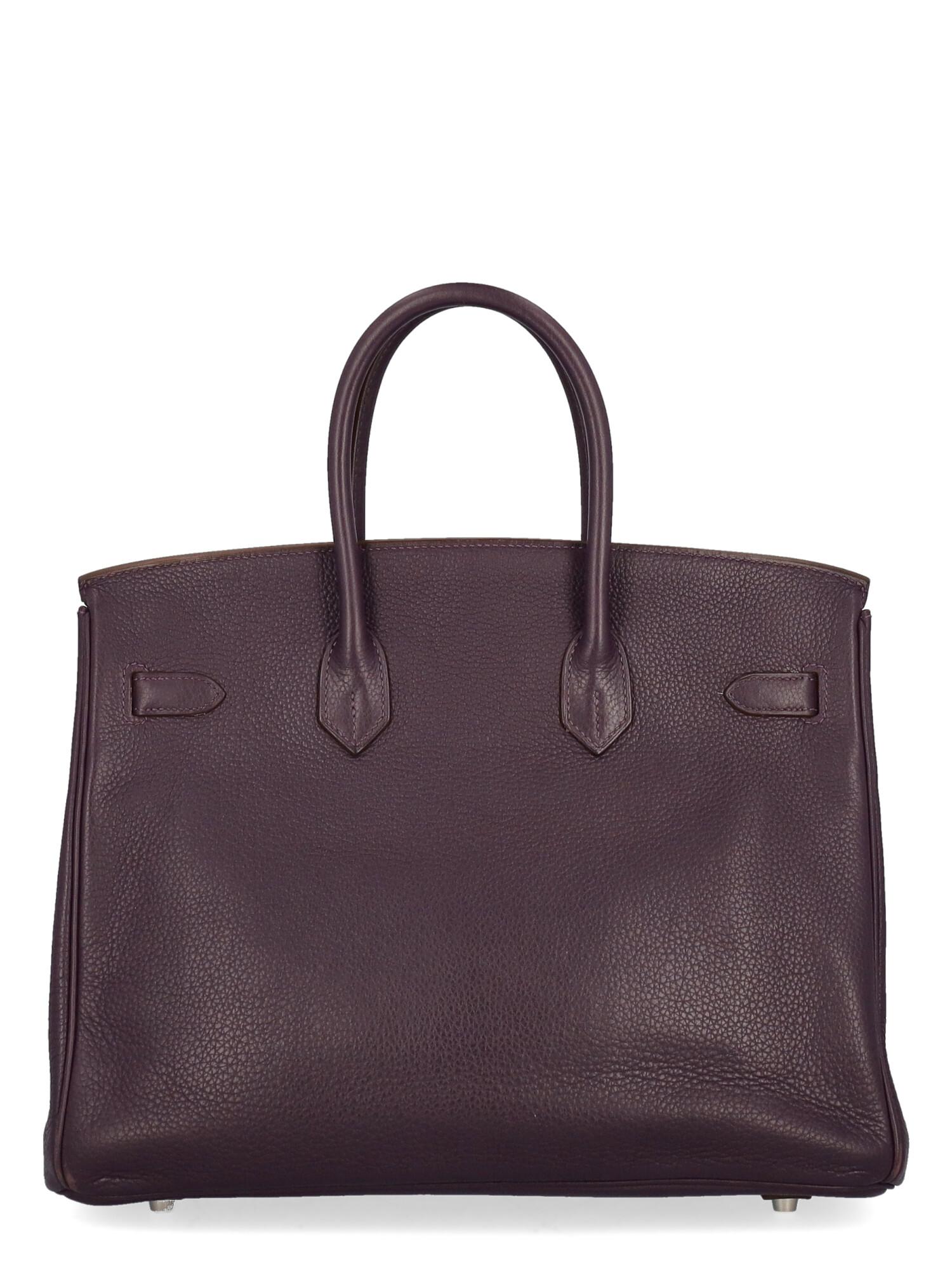 Black Hermès Women Handbags Birkin 35 Purple Leather 