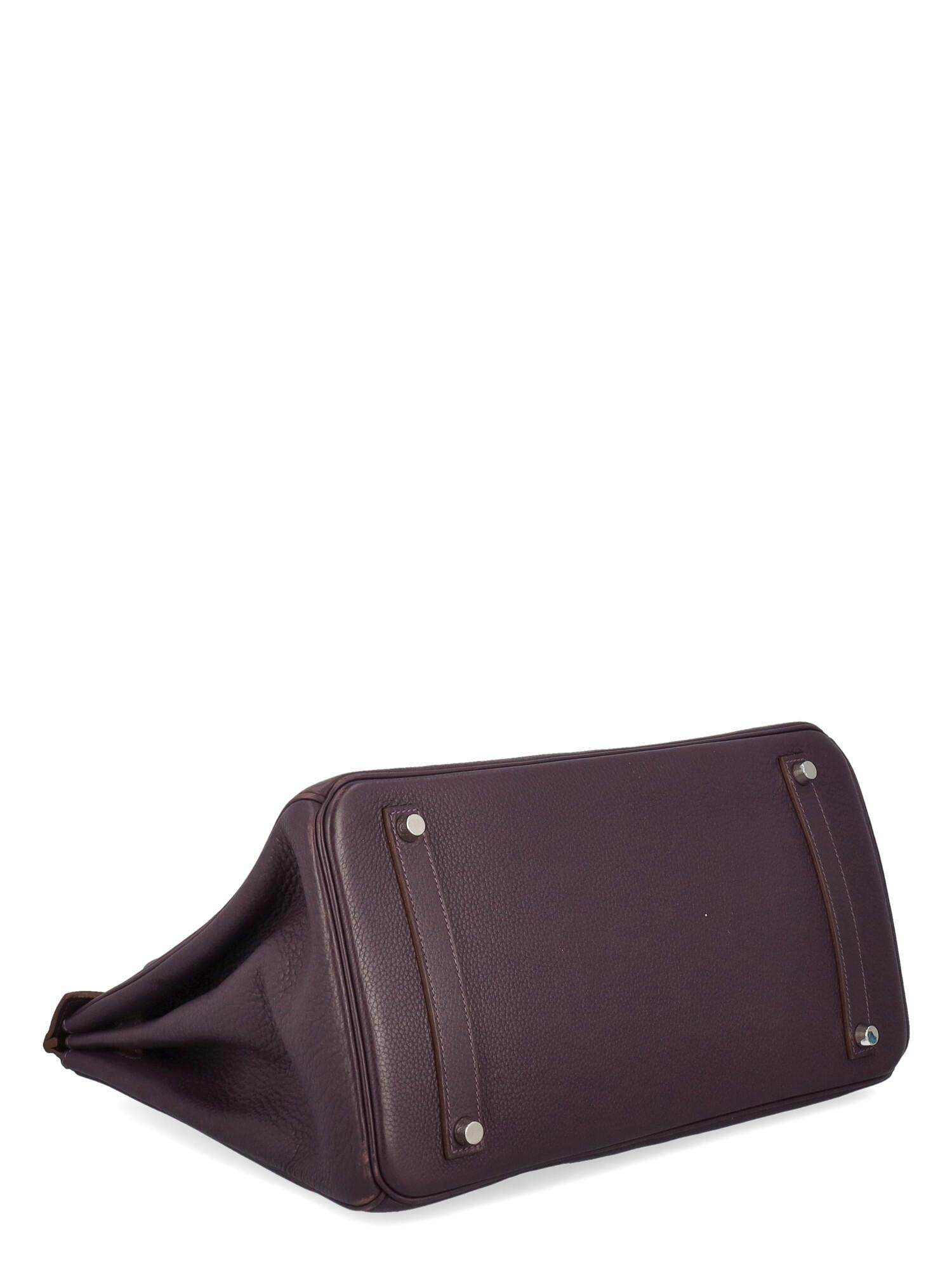 Hermès Women Handbags Birkin 35 Purple Leather  In Good Condition In Milan, IT