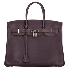 Hermès Women Handbags Birkin 35 Purple Leather 