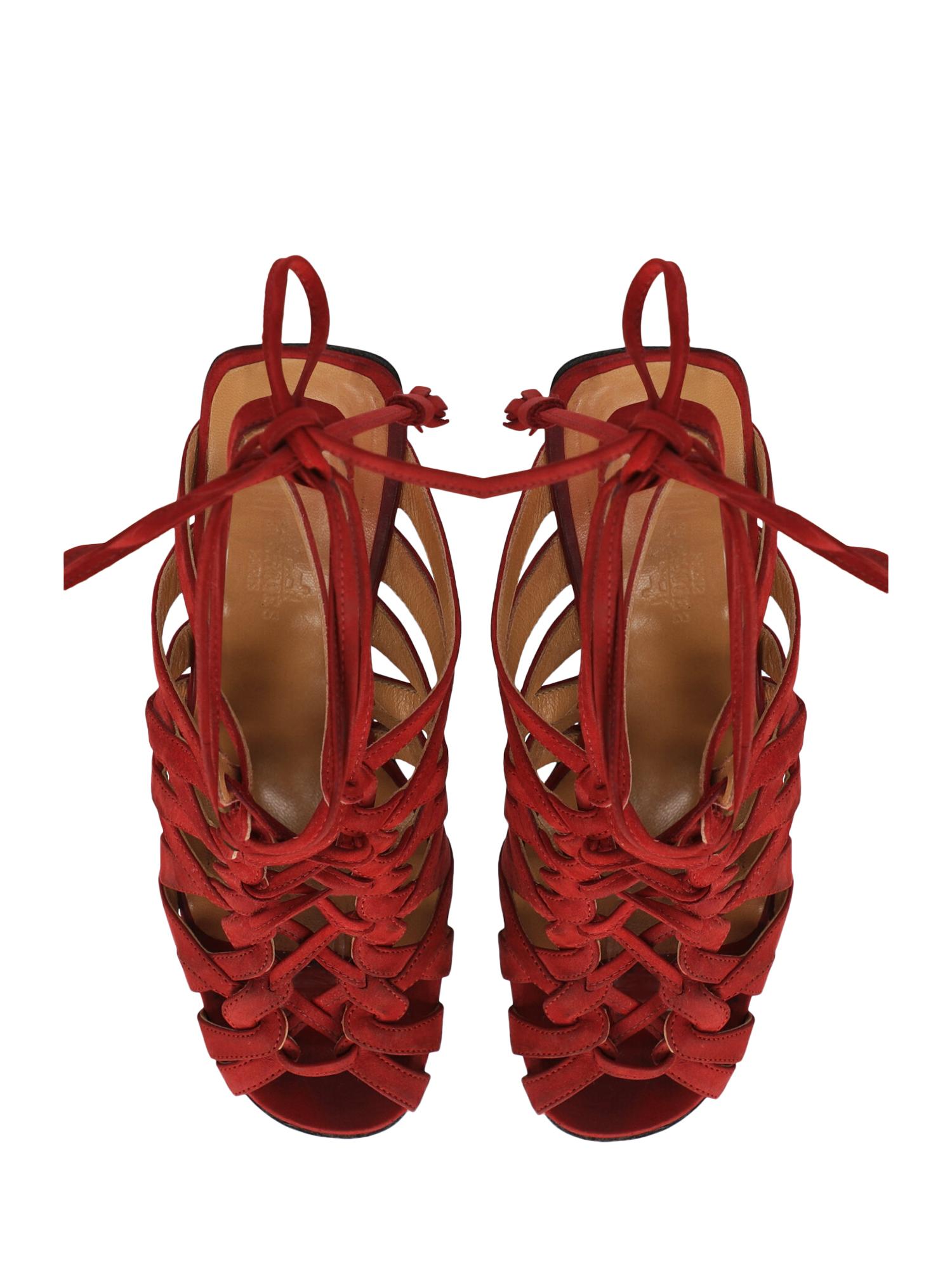 red leather sandals