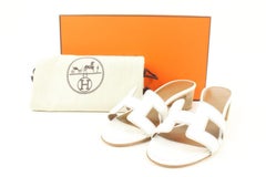 Hermès Women's 35.5 White Calfskin Blanc Oais Mule Sandals Slides S126H55