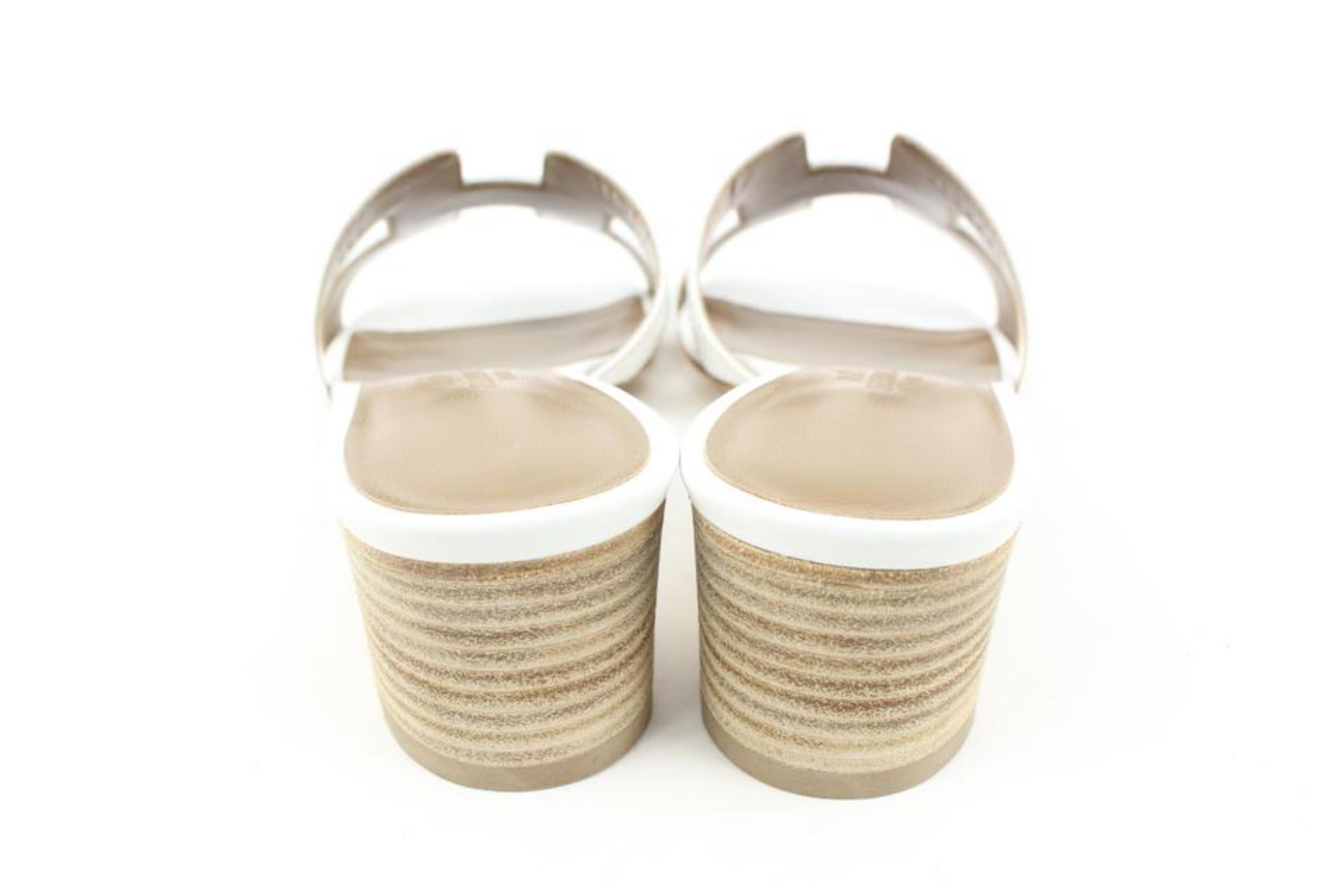 Hermès Women's 35.5 White Calfskin Blanc Oais Mule Sandals Slides S126H55 For Sale 6