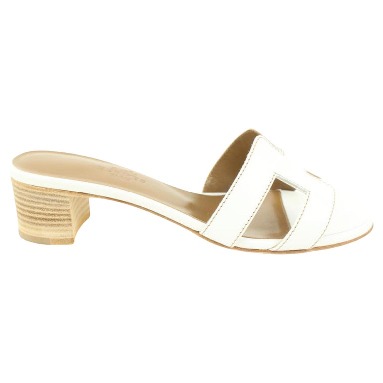 Louis Vuitton White Croc Embossed Leather Flat Slingback Sandals Size 40 at  1stDibs