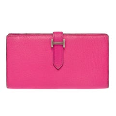 Hermès Women's Béarn Wallet in Rose Pop Chèvre Leather