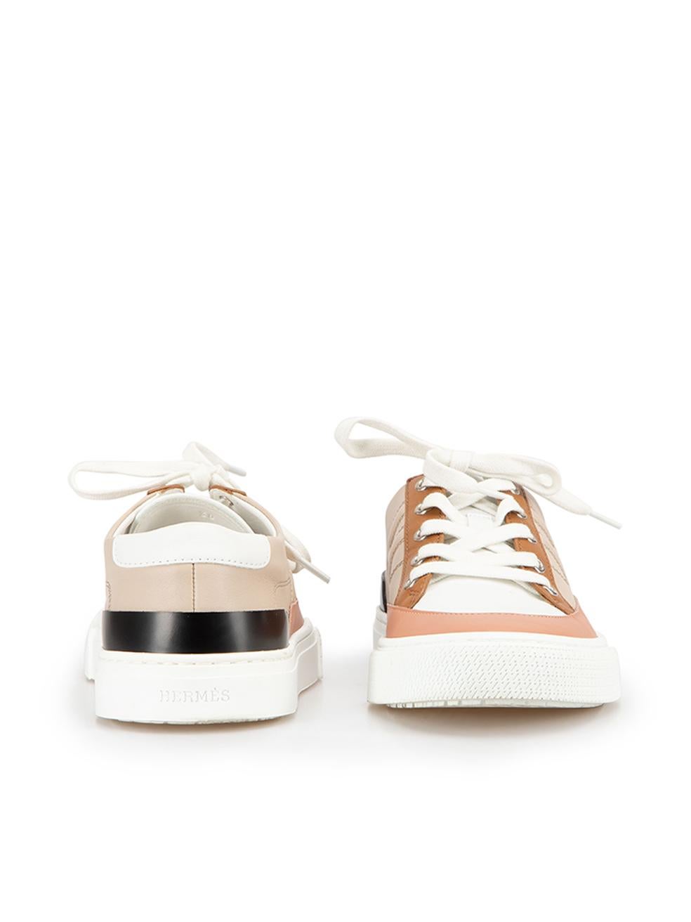 Hermès Women's Beige & Nude Leather Quicker Trainers In Good Condition In London, GB