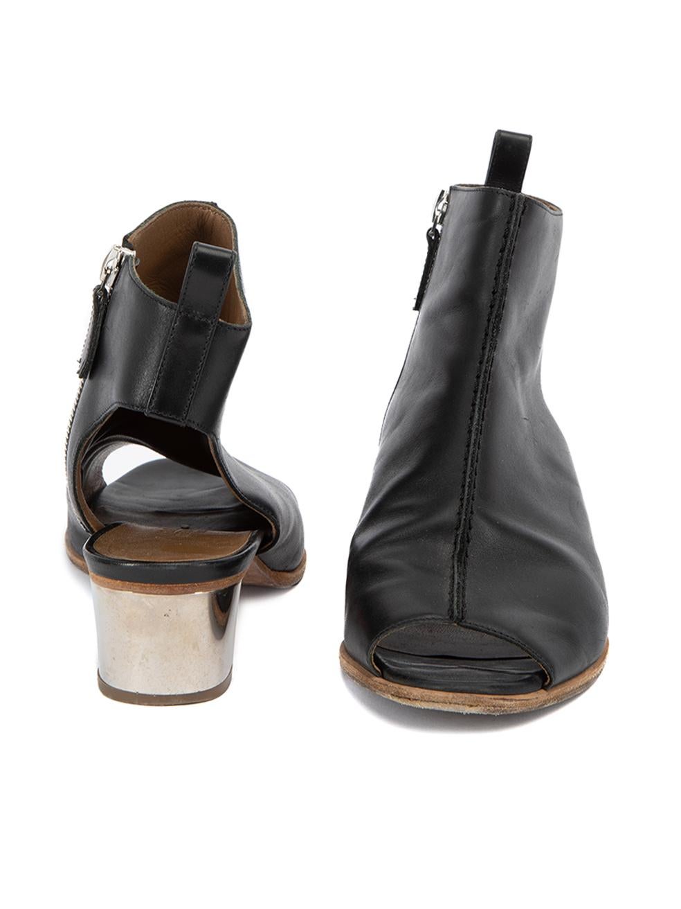 Hermès Women's Black Leather Peep Toe Booties In Good Condition For Sale In London, GB