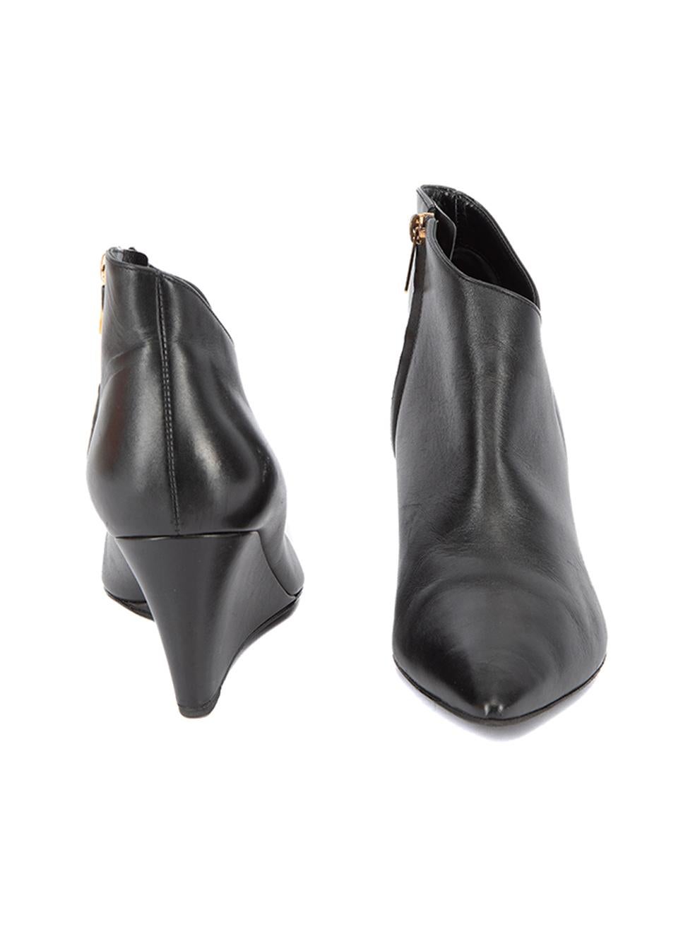 Noir Hermès - Bottines à semelle compensée en cuir noir pour femmes