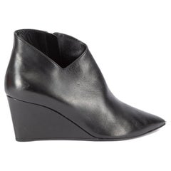 Hermès Women's Black Leather Wedge Ankle Boots