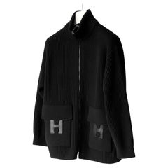 Hermes Women's Blouson Détails Cuir Jacket In Black, Size 42
