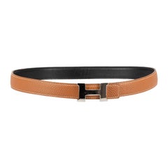 Hermès Mini Constance Damengürtel aus braunem Leder, beidseitig tragbar, schmal