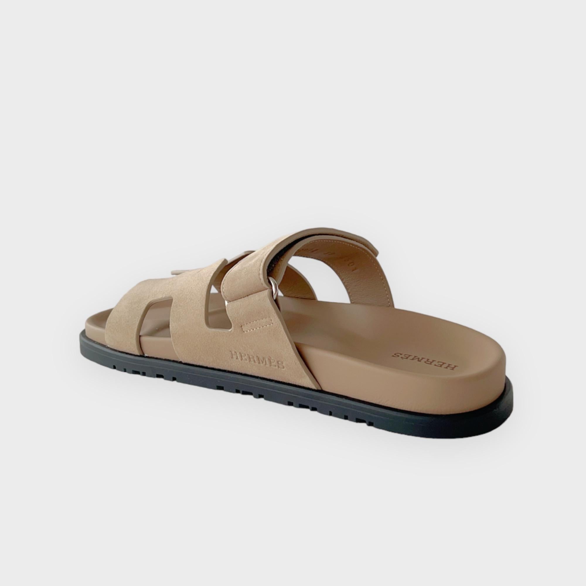Hermès Women's Chypre Suede Sandal In Beige Argile, Size 38 7