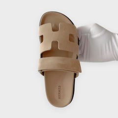Hermès Women's Chypre Suede Sandal In Beige Argile, Size 38