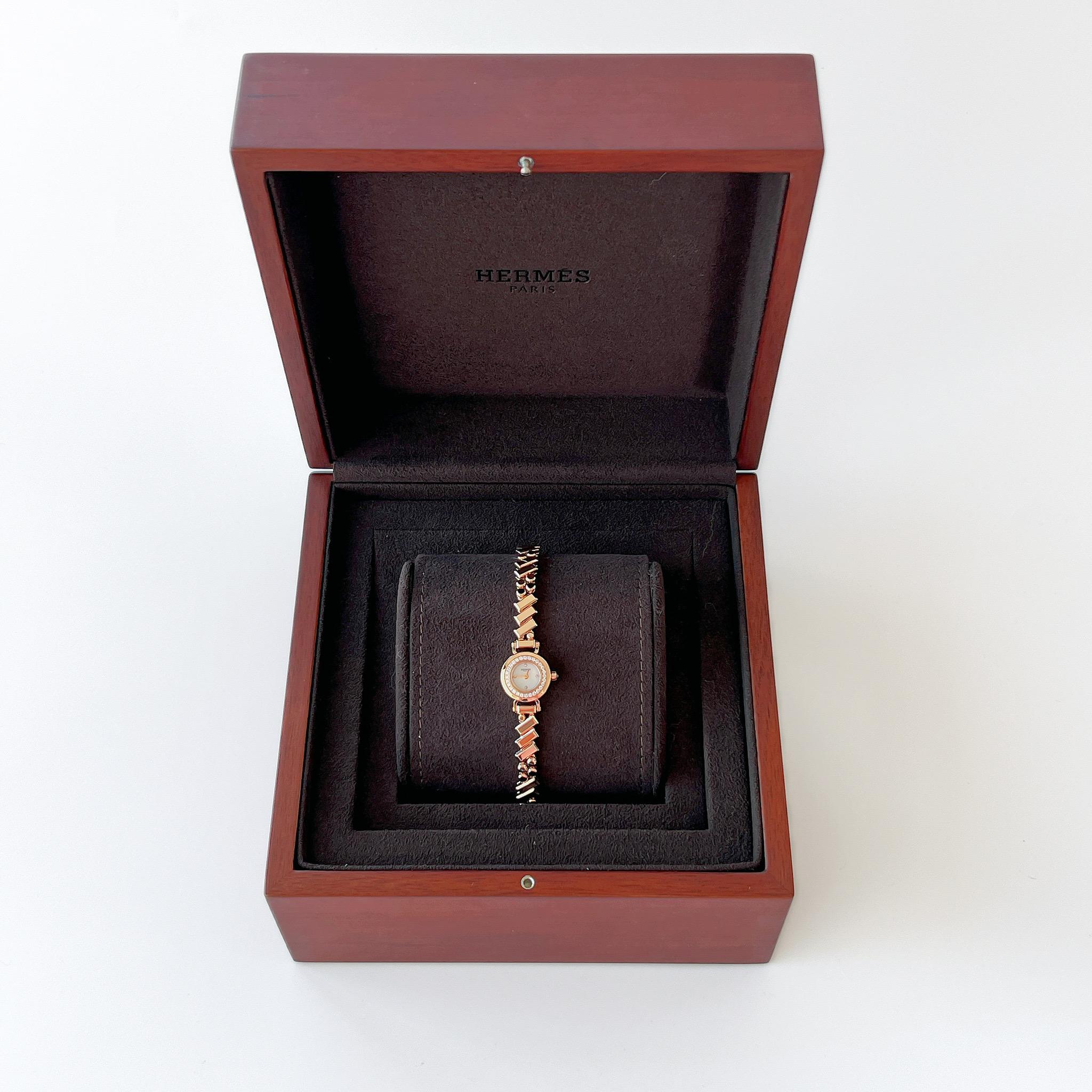 Hermes Women's Faubourg Polka Watch In Rose Gold And Diamonds, Mini Model, 15.5m In New Condition In London, GB