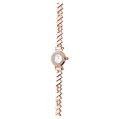 Hermes Women's Faubourg Polka Watch In Rose Gold And Diamonds, Mini Model, 15.5m