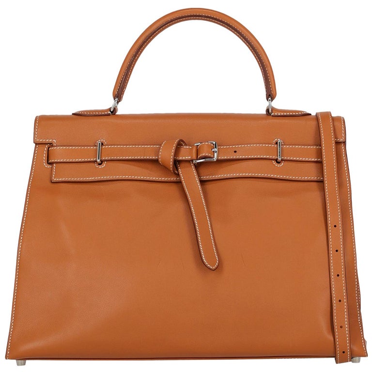 Hermes Women&#39;s Handbag Kelly Flat Brown Leather For Sale at 1stdibs