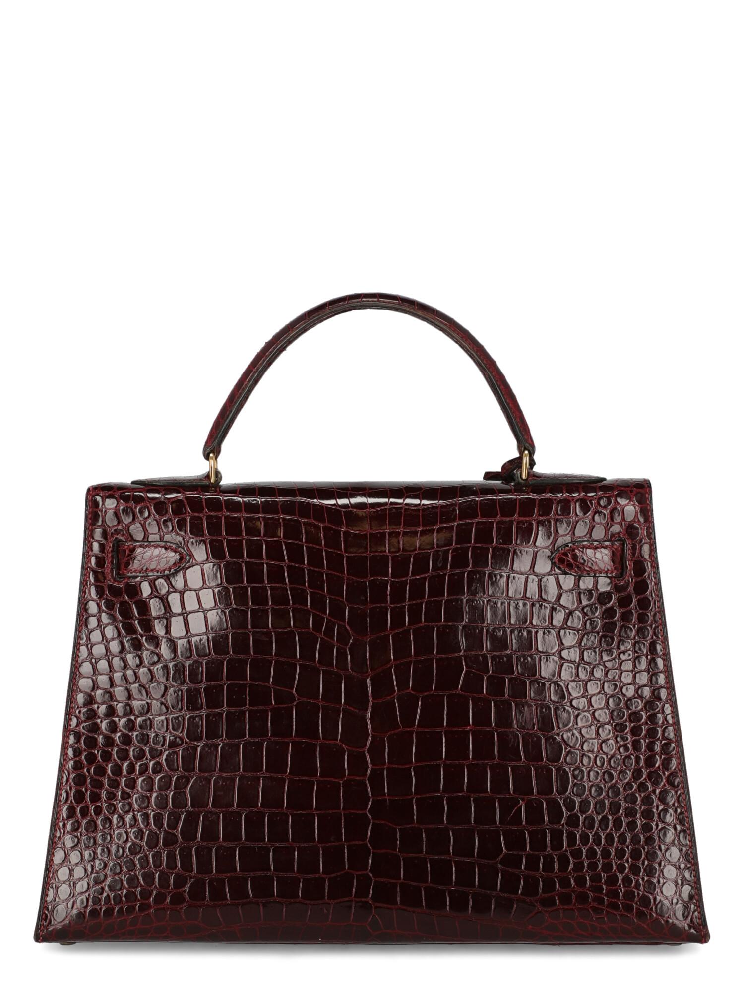 Hermès Women's Handbag Kelly32 Burgundy Leather In Good Condition In Milan, IT