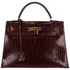 Hermès Women's Handbag Kelly32 Burgundy Leather