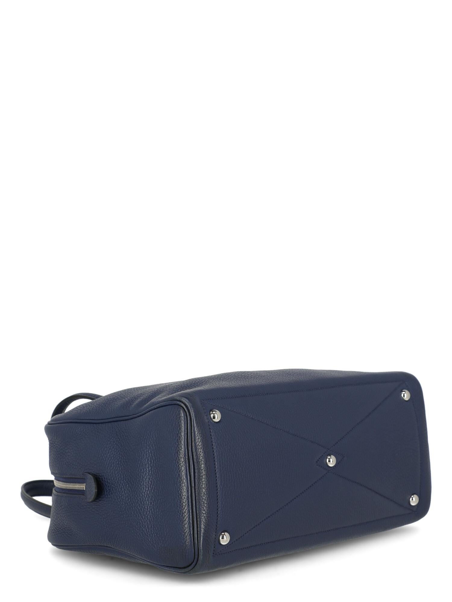 Hermès Women's Handbag Victoria Navy Leather In Good Condition For Sale In Milan, IT