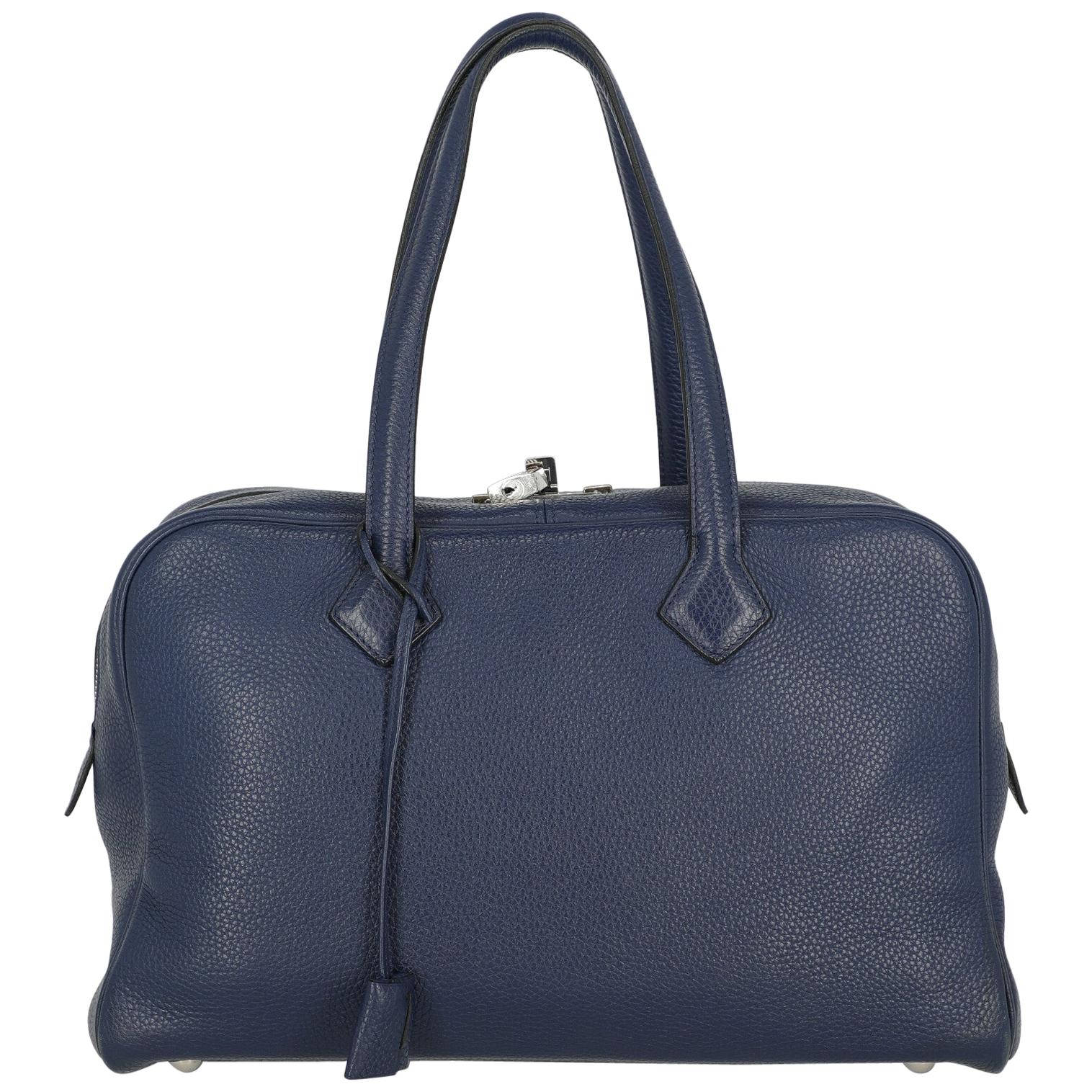 Hermès Women's Handbag Victoria Navy Leather For Sale