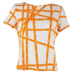 Hermès Women's Medium Orange Ribbon Borduc T-Shirt 120h26