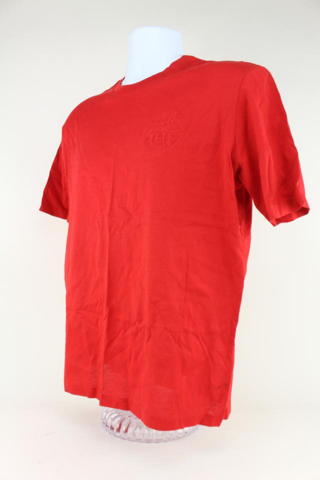 Hermès Women's Medium Red Logo T- Shirt 111h22 For Sale 6