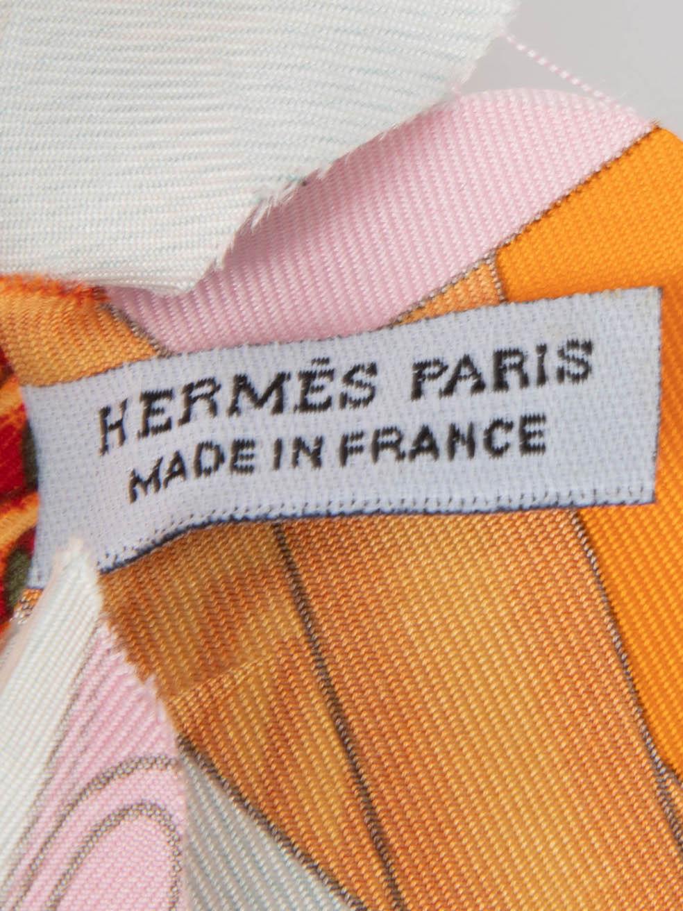 Hermès Damen Orange Seide Charme La Fleur Blume Clip im Angebot 1