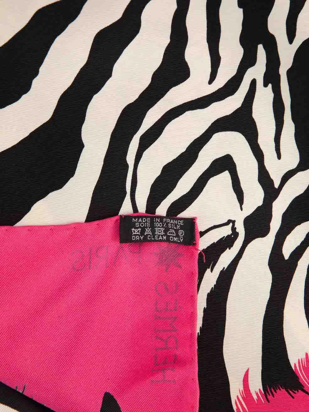 Hermès Women's Pink Silk Zebra Pegasus Scarf 3