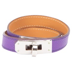 Bracelet Kelly Double Tour T2 violet Hermès pour femme