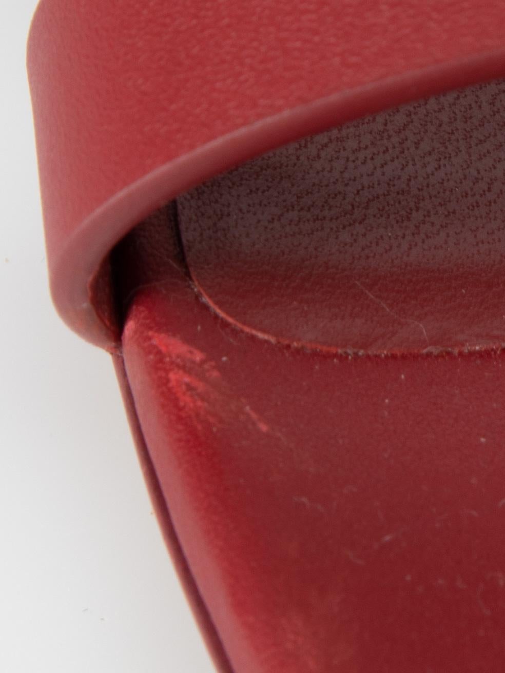 Hermès Women's Red Leather Block Heeled Sandals 1