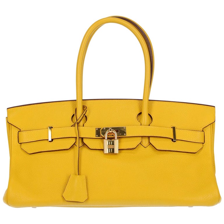 Hermes Women&#39;s Shoulder Bag Birkin Shoulder Yellow Leather For Sale at 1stdibs