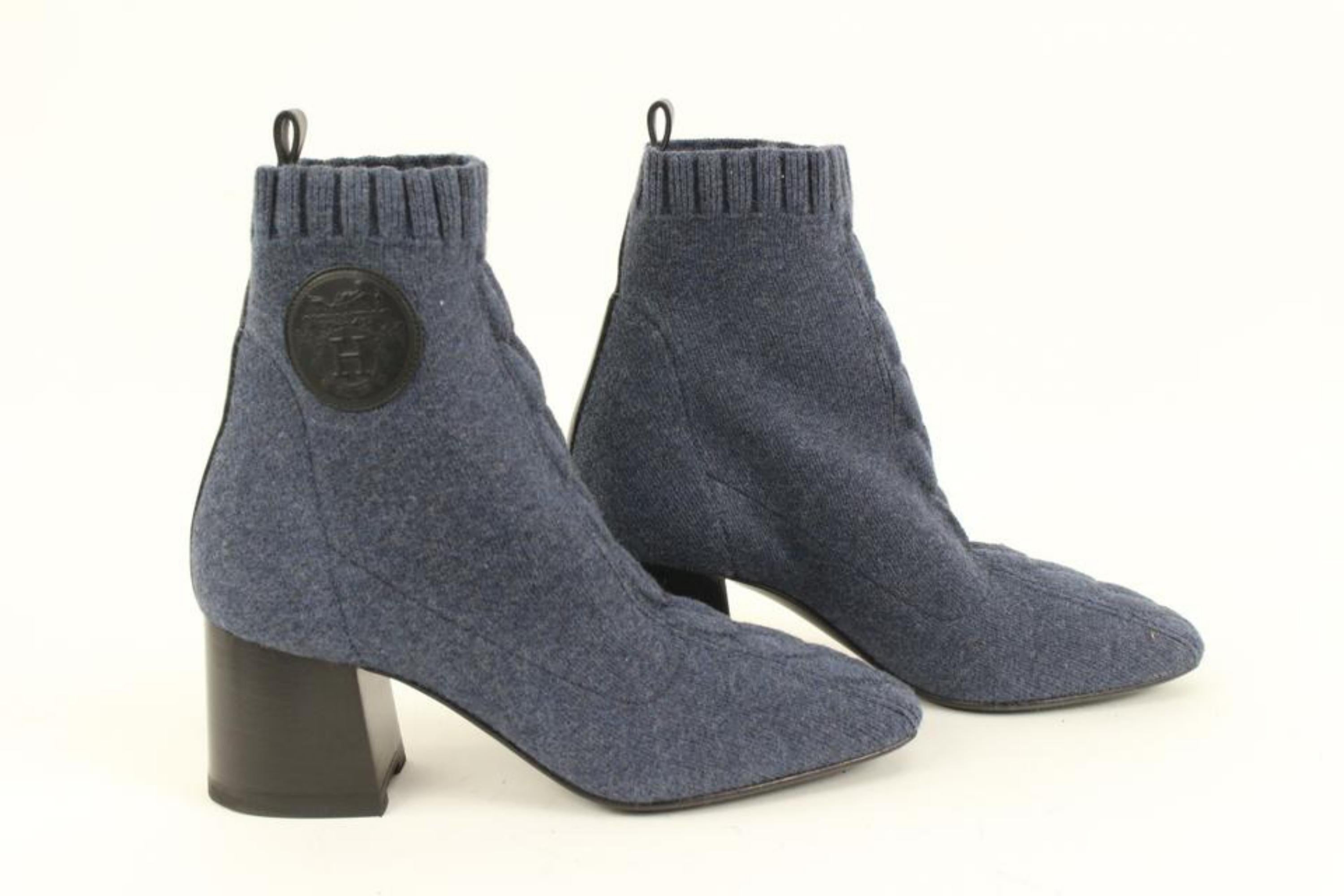 Bottines en tricot Volver 60 Taille 35 Taille 35 Bleu Hermès 33h420s en vente 4