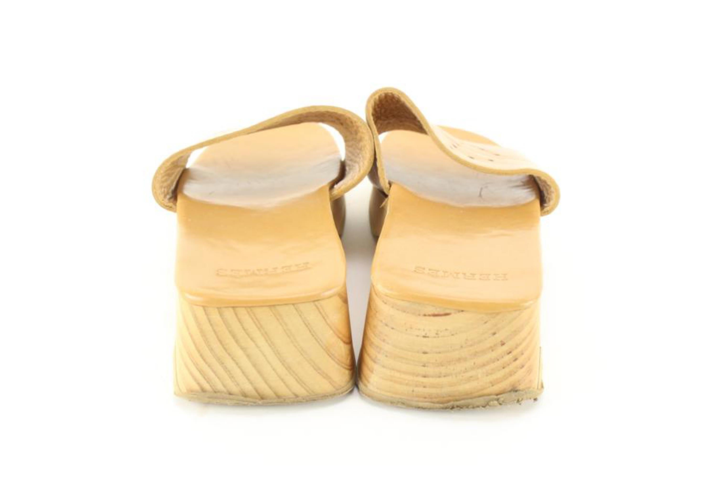 Hermès Women's Size 35 Evelyne Leather Clog Sandal Slides 51h628s In Good Condition For Sale In Dix hills, NY