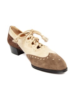 Hermès Women's Suede Two Tone Brogues with Tassel Laces