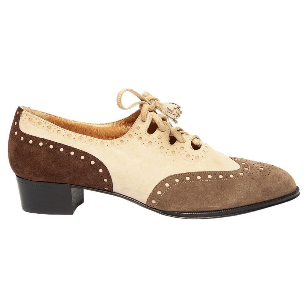 Hermès Women's Suede Two Tone Brogues with Tassel Laces For Sale at 1stDibs