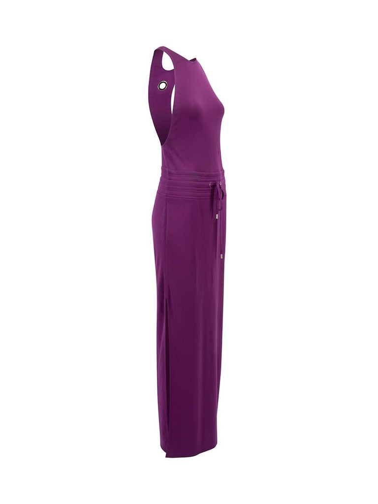 Hermès Women's Vintage Purple Drawstring Waist Maxi Dress For Sale at