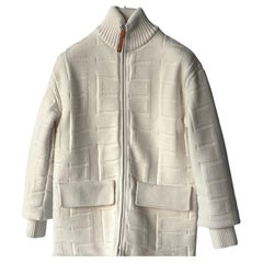 Hermès - Veste en laine blanche pour femme, taille 34