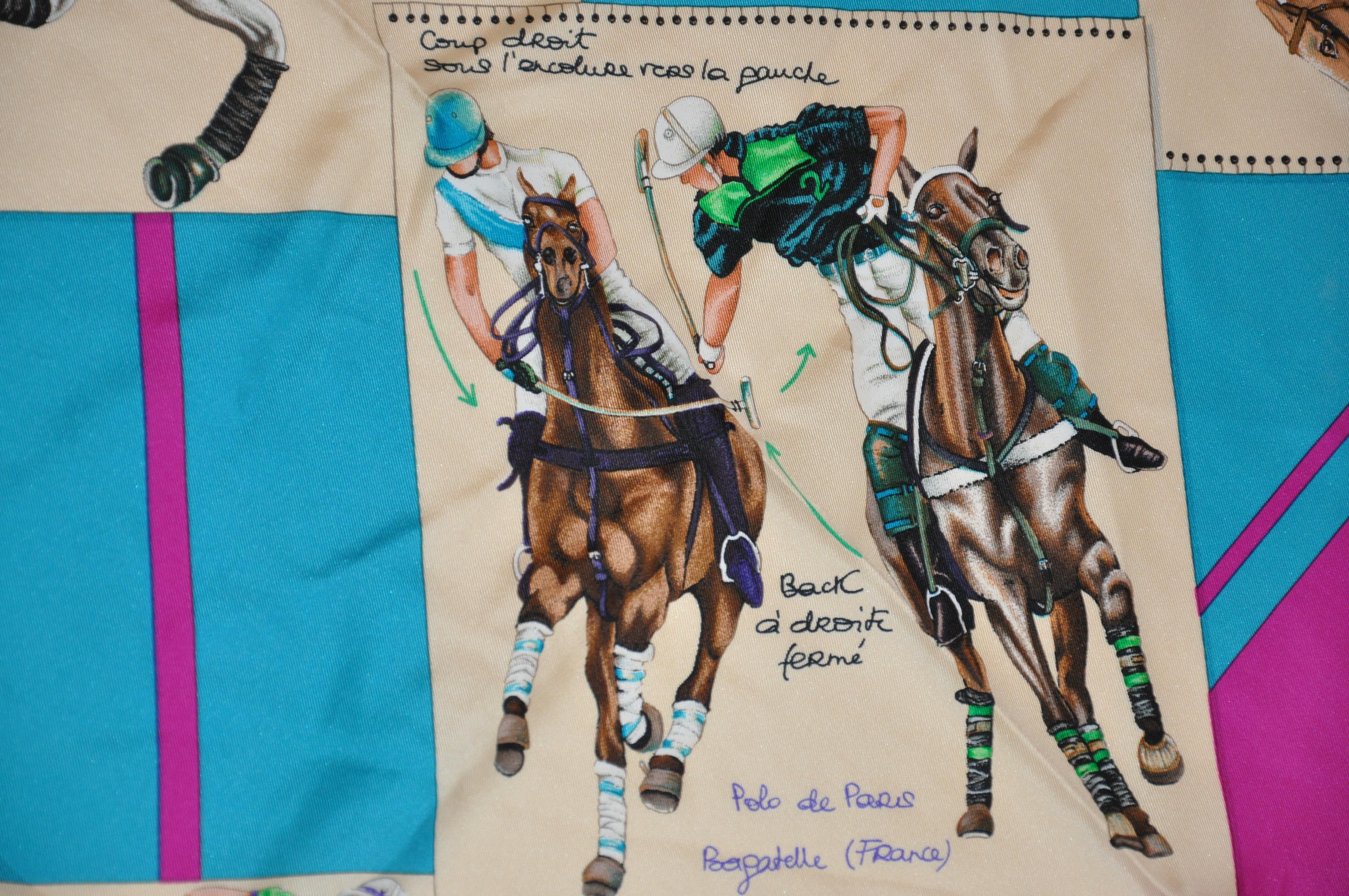 Hervorragend detaillierter „Polo Of France“ Seidenjacquard-Schal von Hermes im Angebot 5