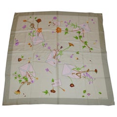 Hermes Wonderfully Elegant "Letters of Springtime" Silk Jacquard Scarf